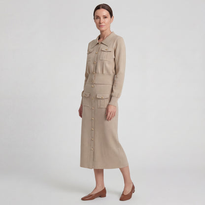 Tailored Knit Cardigan & Midi Skirt Set