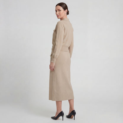 Tailored Knit Cardigan & Midi Skirt Set
