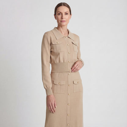 Tailored Knit Cardigan & Midi Skirt Set