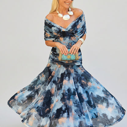 YUNO | Off-Shoulder Maxi Dress - blue black Maxi Dress