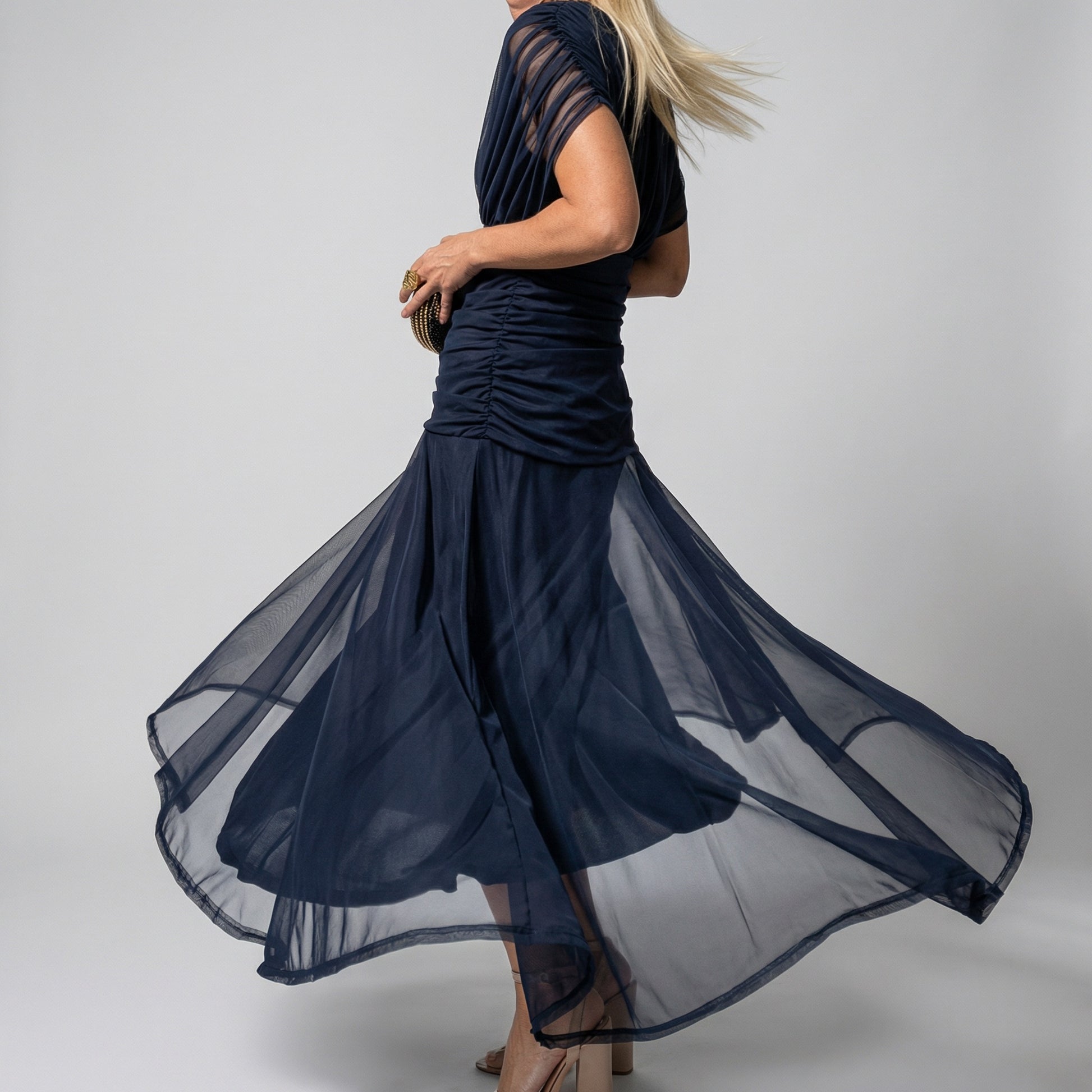 YUNO | Off-Shoulder Maxi Dress - Bleu Maxi Dress