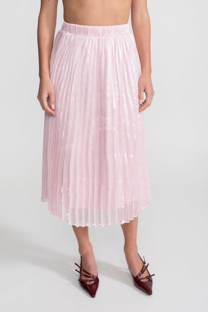 Tweed and Organza Co-ord Set with Crystal Bow Buttons - Pink